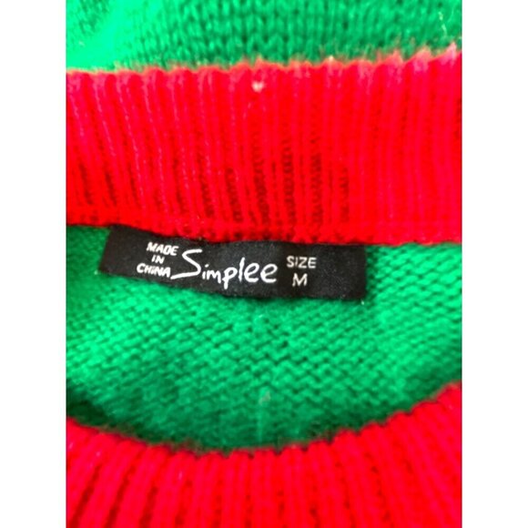 Simpler Womens Sweater Christmas Top Red/Green Multicolored Size M - Picture 3 of 5